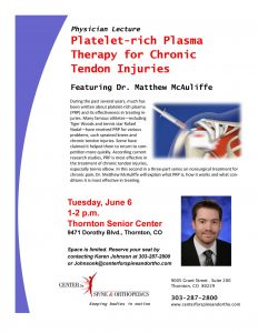 FREE Physician Lecture — PRP for Chronic Tendon Injuries
